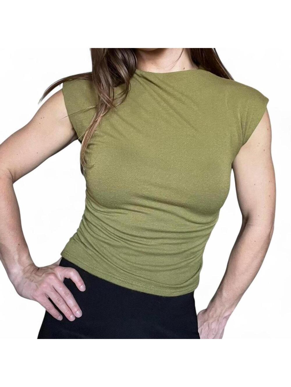 The Workshop Olive Green Rayon Top